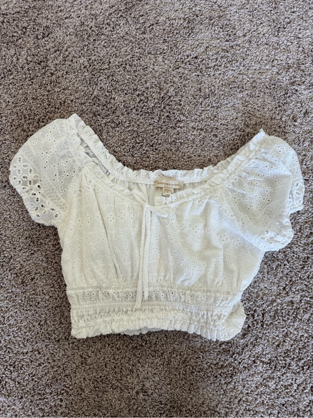 Marshalls White Eyelet Off-Shoulder Crop Top